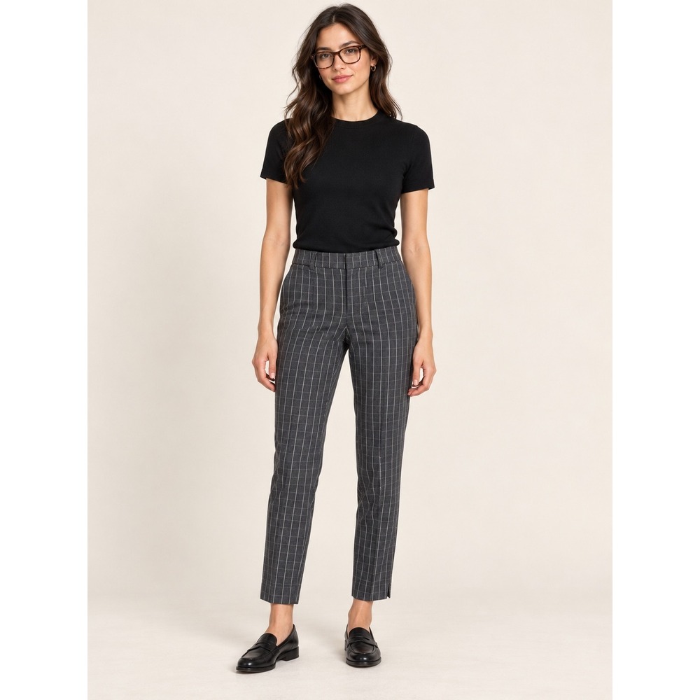 Banana Republic Sloan Gray Windowpane Plaid Slim Ankle Pants Womens 8